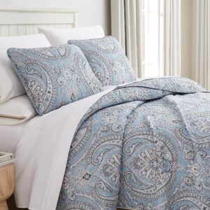 southshore fine living, inc. oversized bedding quilt set lightweight, summer farmhouse coverlet bedspread 2-piece with one matching sham (68 in wide x 98 in long), aqua, twin/twin xl