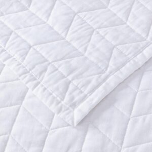 Chezmoi Collection Madrid 3-Piece Vintage Washed Solid Cotton Quilt and Shams Set (King, White)