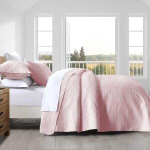 Boryard 3-Piece Queen Quilt Set, Lightweight Soft Full Size Quilt Bedspread Coverlet (90x90 inches) with 2 Pillow Shams (20x26 inches), Pink