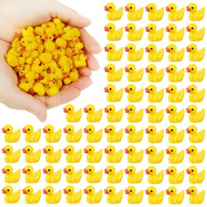 100 Pcs Mini Resin Ducks Bulk Tiny Ducks Set for Potted Miniature Decoration Garden Dollhouse Cake Decoration DIY Slime Kit Craft Charms Party Toys