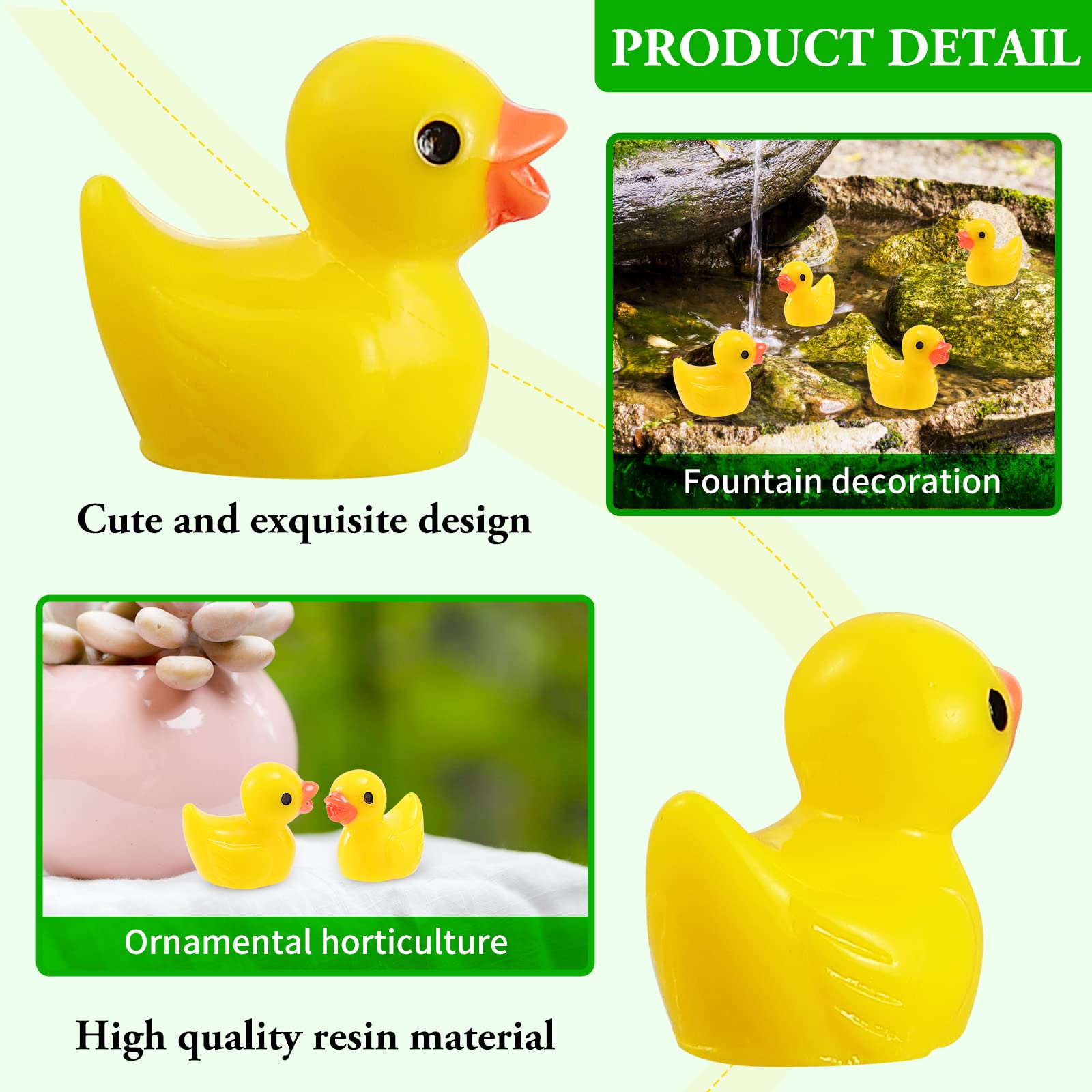 100 Pcs Mini Resin Ducks Bulk Tiny Ducks Set for Potted Miniature Decoration Garden Dollhouse Cake Decoration DIY Slime Kit Craft Charms Party Toys