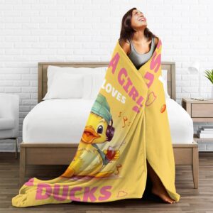 Rubber Duck Yellow Throw Blanket Super Soft Cozy Duck Blankets for Couch Bed Duck Gifts for Duck Lovers Duck Bathroom Decor Lightweight and Durable 40"x50"for Kids/Child