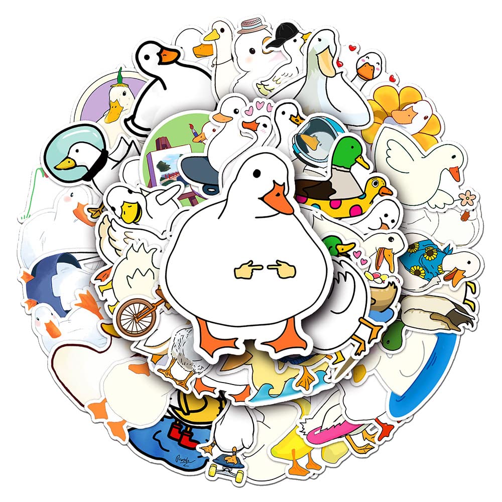 Cartoon Duck Stickers for Teens Girls Boys Kids,Lovely Waterproof Vinyl Stickers for Laptop Tablet Phone Hydroflasks Water Bottle Bike Luggage Cup Computer Mug,Cute Animals Decals Pack[Duck-50Pcs]