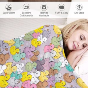 Colorful Baby Ducks Throw Blanket, Ultra Soft Microplush Bed Blanket, All Season Microfiber Fleece Throw for Bed Chair Sofa Couch Bedroom 60"X50"