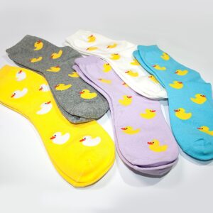 KONY 5 Pack Women's Cute Animal Socks Cotton Cat Dog Duck Patterned Novelty Fun Crew Socks Gift Size 6-9 (Ducks)