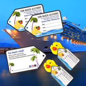 Duck Duck Tags, Cruising Rubber Duck Tag, Ducking Game Cards, 35 Pack, 2.2 x 3.5 Inches, with Hole and 35 Rubber Bands