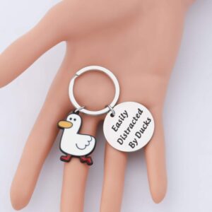 LQRI Duck Gift Duck Lover Gift Easily Distracted By Ducks Keychain Duck Jewelry Duck Gifts Pet Duck Owner Gift(SILVER)