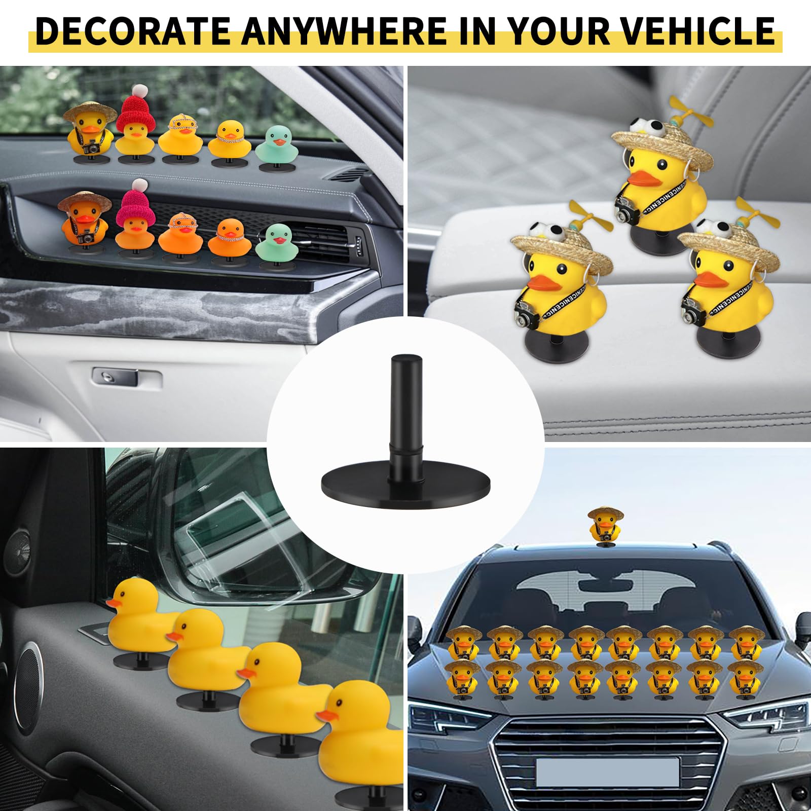 YIBEICO 40pcs Duck Plug, Rubber Duck Mount, Flock Locker Rubber Duck Holder Dashboard for Jeep Dash & Fixed Display, Gift for Jeep Lover, (Rubber Duck Excluded) Double-Sided Stickers Included (40pcs)…