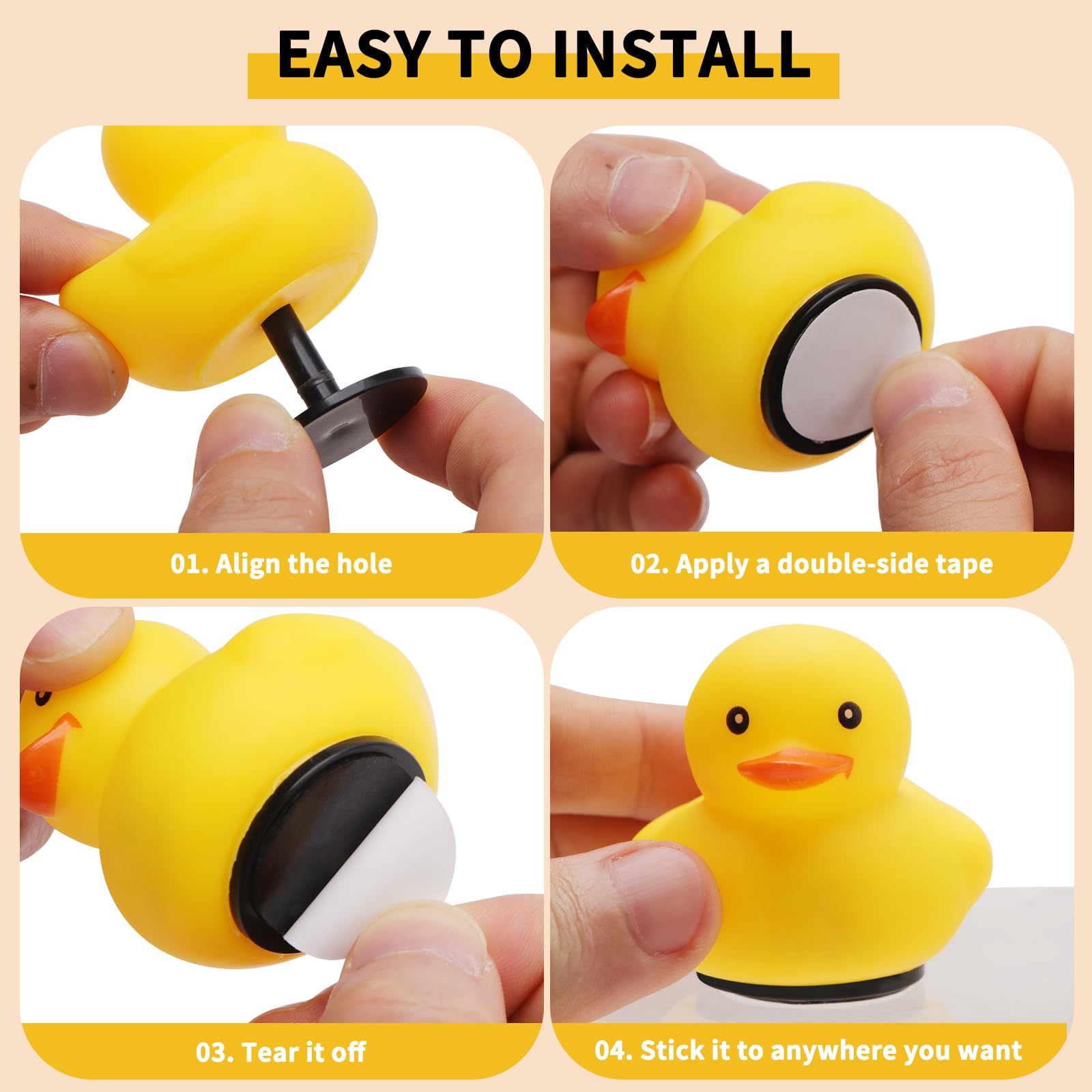 YIBEICO 40pcs Duck Plug, Rubber Duck Mount, Flock Locker Rubber Duck Holder Dashboard for Jeep Dash & Fixed Display, Gift for Jeep Lover, (Rubber Duck Excluded) Double-Sided Stickers Included (40pcs)…