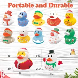 24Pcs Christmas Rubber Ducks,Mini Christmas Ducks Bath Toys Assorted Duckies (2") for Kids,Christmas Party Favors,Christmas Stocking Stuffers,Xmas Gifts