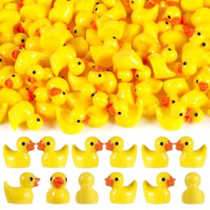 friusate 100 pcs mini resin duck miniature duck figures micro landscape aquarium dollhouse ornament potted plants decoration diy charms for birthday party accessories, tiny duck(yellow)