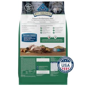 Blue Buffalo Wilderness Natural High-Protein Dry Food for Adult Dogs, with Wholesome Grains, Duck, 28-lb bag.