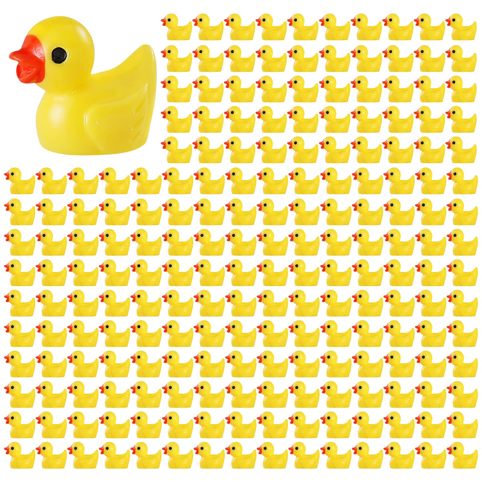 GliSun 200 Pieces Mini Resin Ducks Tiny Duck for Garden Micro Landscape Ornament Dollhouse Prank Christmas Falloween Birthday Party Favors DIY Decoration Craft