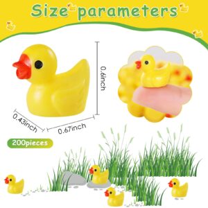 GliSun 200 Pieces Mini Resin Ducks Tiny Duck for Garden Micro Landscape Ornament Dollhouse Prank Christmas Falloween Birthday Party Favors DIY Decoration Craft