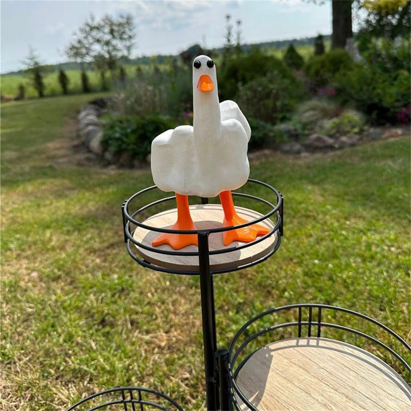 ACOLAR Funny Middle Finger Duck Statue Home Decor,Cute Little Duck Resin Garden Figurine,Little Duck Craft Decoration Sculpture,Home Office Desktop Living Room,Bedroom,Patio Indoor Outdoor Gift