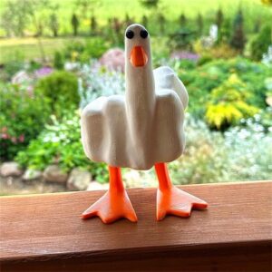 ACOLAR Funny Middle Finger Duck Statue Home Decor,Cute Little Duck Resin Garden Figurine,Little Duck Craft Decoration Sculpture,Home Office Desktop Living Room,Bedroom,Patio Indoor Outdoor Gift