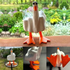 ACOLAR Funny Middle Finger Duck Statue Home Decor,Cute Little Duck Resin Garden Figurine,Little Duck Craft Decoration Sculpture,Home Office Desktop Living Room,Bedroom,Patio Indoor Outdoor Gift