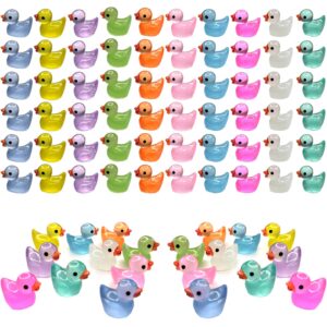 cidinge 60 pcs mini resin ducks luminous tiny ducks miniature duck glow in the dark for diy garden dollhouse duck accessories micro landscape aquarium party decor