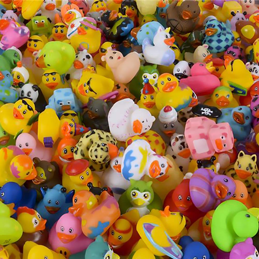 Assortment Rubber Duck Toy Duckies for Kids, Bath Birthday Gifts Baby Showers Classroom Incentives, Summer Beach and Pool Activity, 2" (10-Pack)