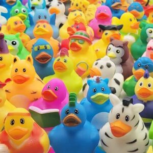 Assortment Rubber Duck Toy Duckies for Kids, Bath Birthday Gifts Baby Showers Classroom Incentives, Summer Beach and Pool Activity, 2" (10-Pack)