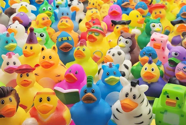 Assortment Rubber Duck Toy Duckies for Kids, Bath Birthday Gifts Baby Showers Classroom Incentives, Summer Beach and Pool Activity, 2" (10-Pack)