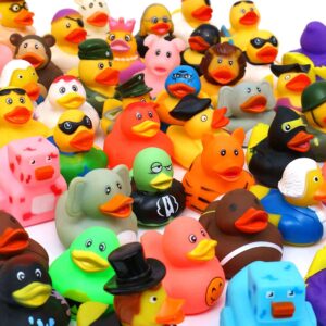 XY-WQ 200 Pack Rubber Duck for Jeeps Ducking - 2" Bulk Floater Duck for Kids - Baby Bath Toy Assortment - Party Favors, Birthdays, Bath Time, and More (50 Varieties)