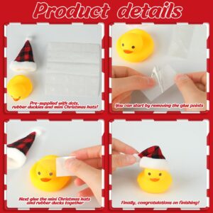 Liliful 48 Pcs Christmas Rubber Ducks with Christmas Hats Small Bathtub Yellow Ducks Mini Floating Squeaky Rubber Ducks Bath Toys for Baby Shower Holiday Decor Xmas Home Birthday (Berry Plaid Hat)