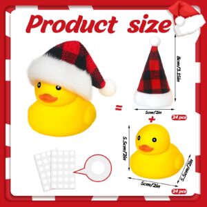 Liliful 48 Pcs Christmas Rubber Ducks with Christmas Hats Small Bathtub Yellow Ducks Mini Floating Squeaky Rubber Ducks Bath Toys for Baby Shower Holiday Decor Xmas Home Birthday (Berry Plaid Hat)