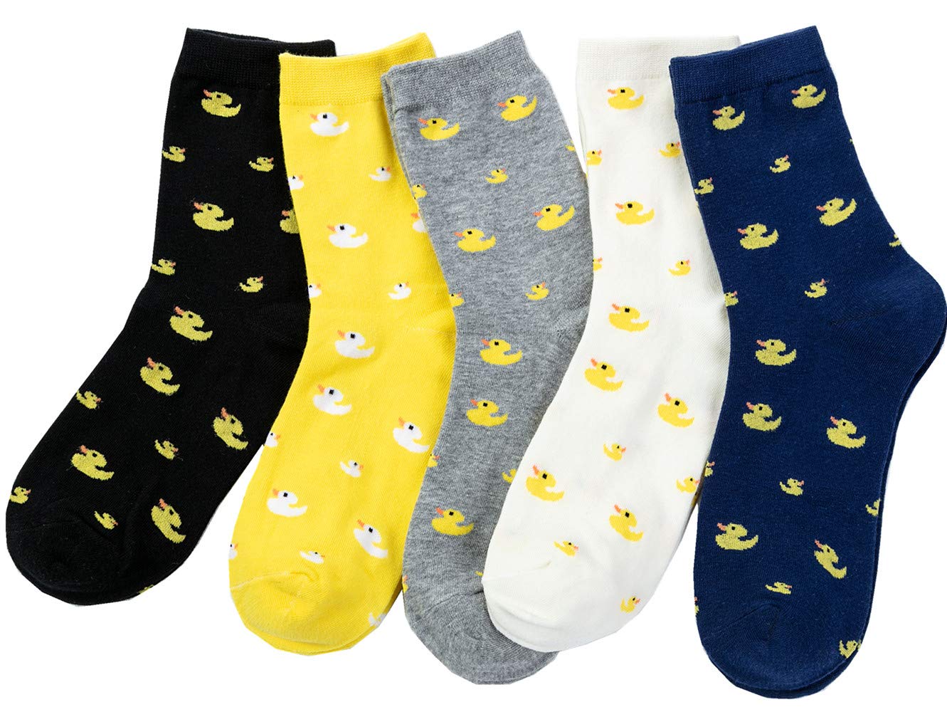 5 Pairs Women Crew Socks Casual Cute Cotton Animal Socks Long Ankle Socks Design for Girls X1-ducks907