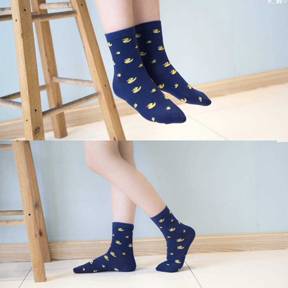 5 Pairs Women Crew Socks Casual Cute Cotton Animal Socks Long Ankle Socks Design for Girls X1-ducks907