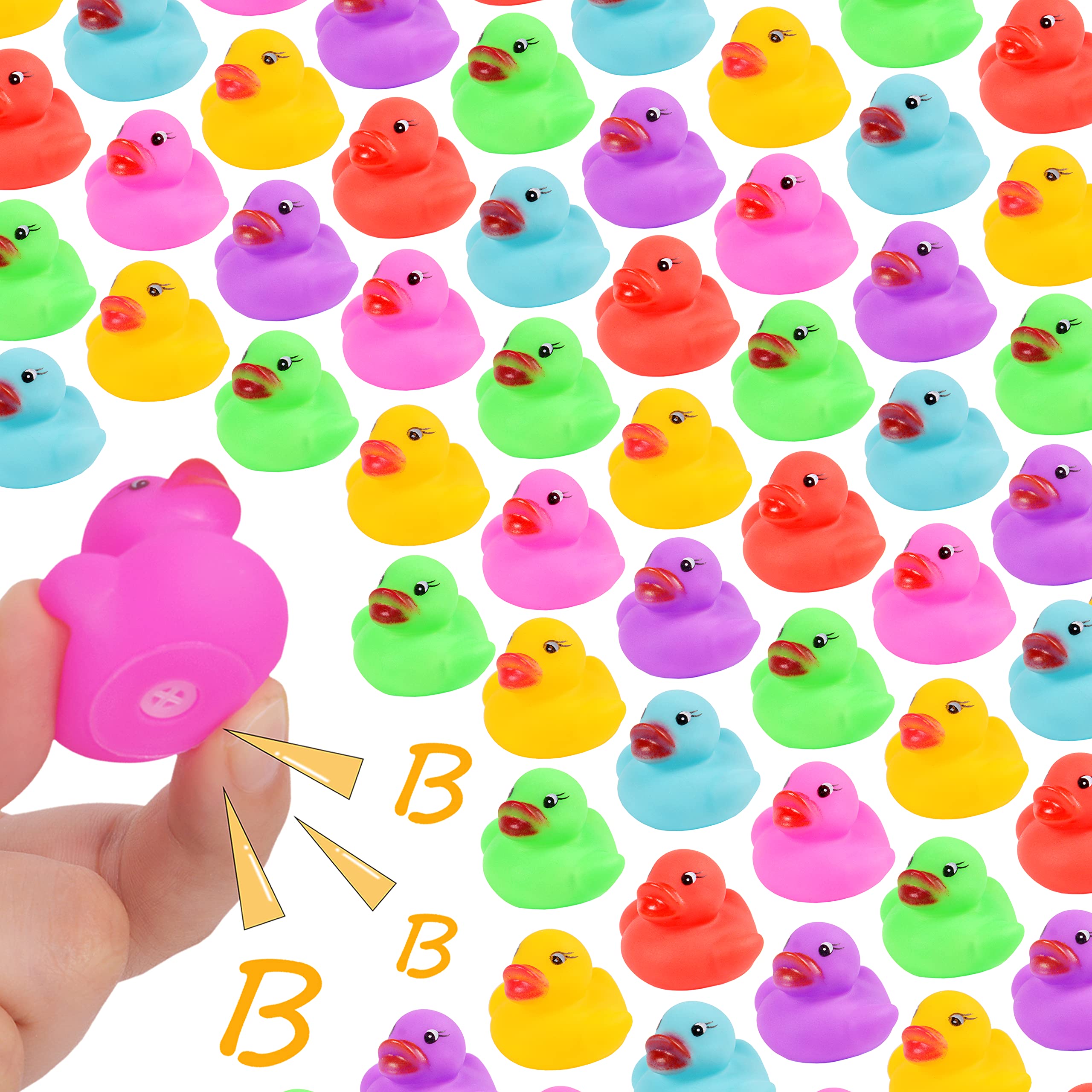 54-Pack Mini Rubber Ducks Set, Mini Colorful Rubber Duckies Bath Toy for Child,Float & Squeak Tiny Ducks Pool Toy Set for Kids Party Favors,Birthday Party Supplies,Prize Rewards