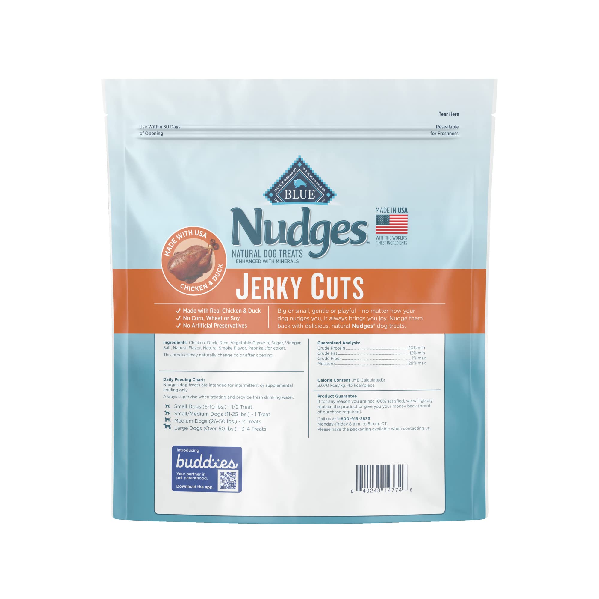 Blue Buffalo Nudges Jerky Cuts Natural Dog Treats, Chicken and Duck, 36oz