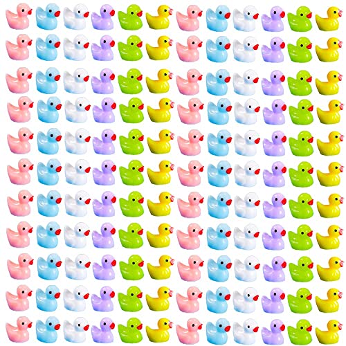 Neec 110 Pcs Mini Resin Duck，Miniature Figures Fairy Garden Ducks Tiny Ducks for Home Prank Game Dollhouse Ornament Handmade School Project Accessories