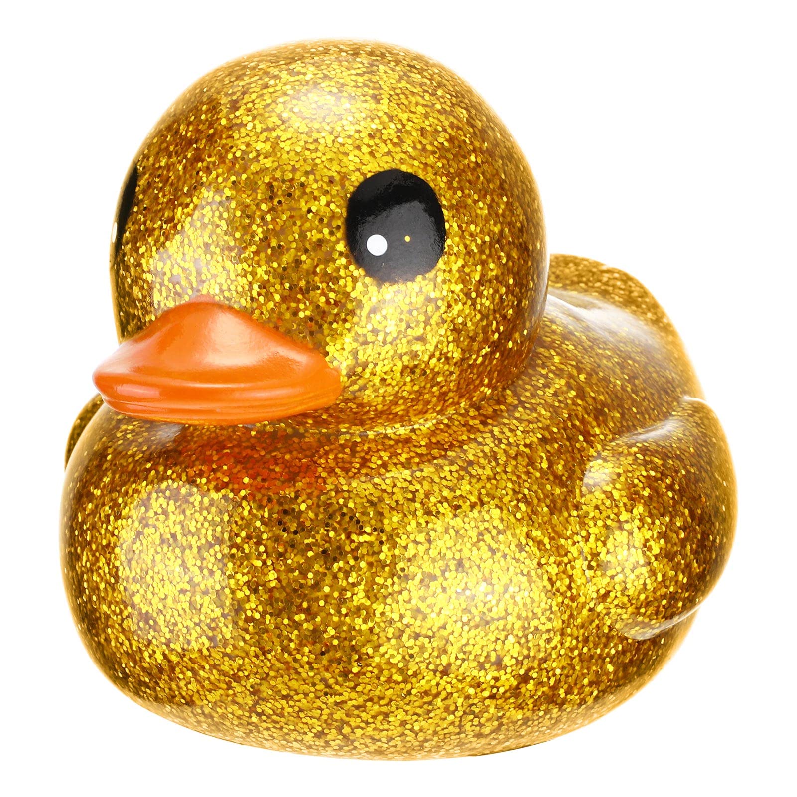 Honoson 6.89 Inch Giant Glitter Rubber Duck Big Glitter Rubber Duck Large Sparkly Duck Bath Toy with Squeaky Sound for Summer Baby Shower Birthday Party Favor Gift (Gold)