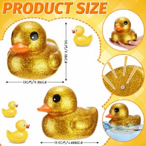 Honoson 6.89 Inch Giant Glitter Rubber Duck Big Glitter Rubber Duck Large Sparkly Duck Bath Toy with Squeaky Sound for Summer Baby Shower Birthday Party Favor Gift (Gold)