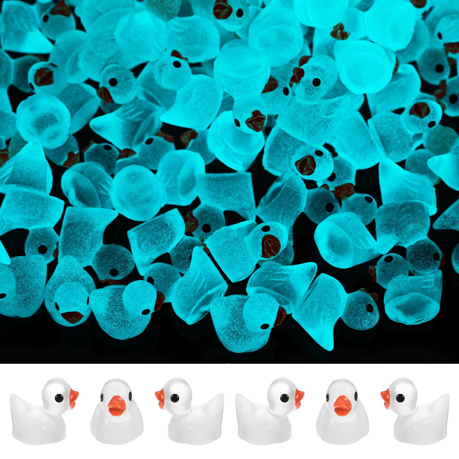 Tarpop 150 Pcs Luminous Tiny Ducks Mini Resin Ducks Miniature Duck Figures Micro Dollhouse Duck Accessories Landscape Gardening Decoration Ornaments (White)