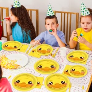 gisgfim 96 Pcs Duck Plates and Napkins Party Supplies Duck Themed Party Tableware Set Duck Birthday Party Decorations Favors for Kids Birthday Baby Shower Serves 24 Guests