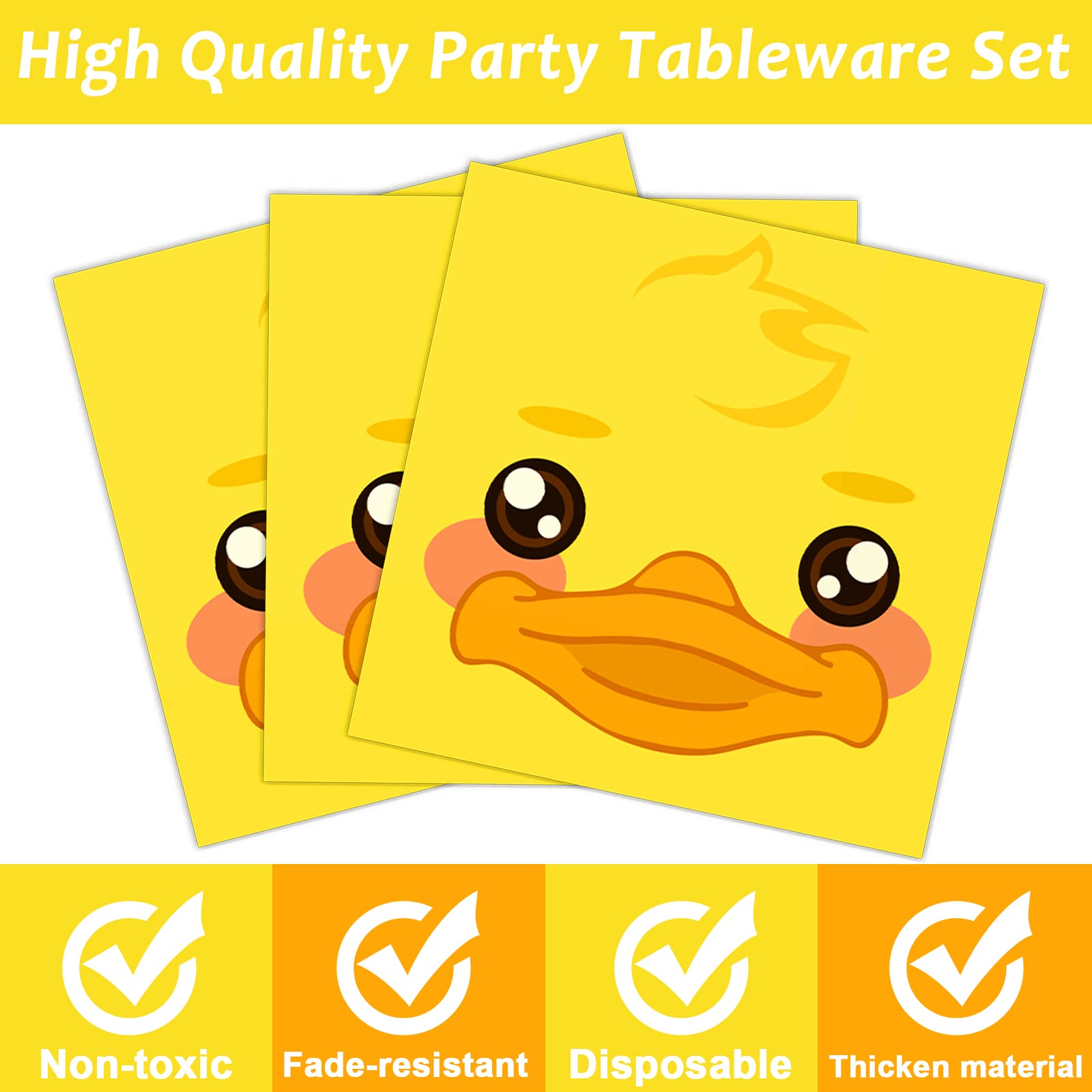 gisgfim 96 Pcs Duck Plates and Napkins Party Supplies Duck Themed Party Tableware Set Duck Birthday Party Decorations Favors for Kids Birthday Baby Shower Serves 24 Guests