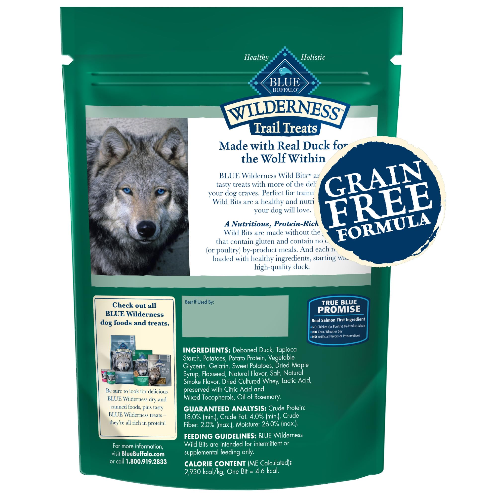 Blue Buffalo Wilderness Wild Bits Soft & Chewy Training Treats for Dogs, Grain-Free, Duck Recipe, 4-oz. Bag