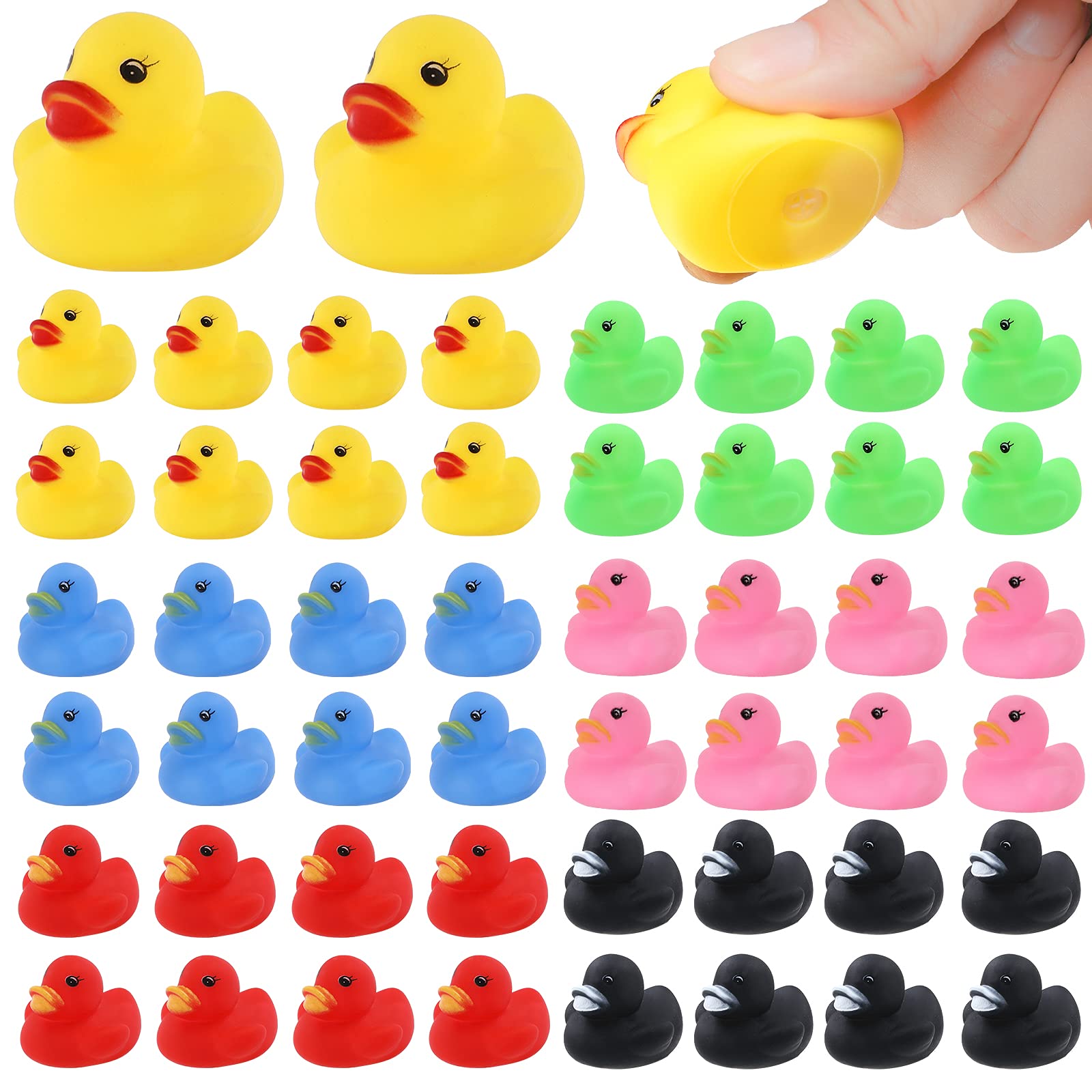 Rubber Duck Bath Toys 50PCS Mini Ducks Bulk for Kids Baby Shower Birthday Party Decorations Favors Gift Classroom Summer Beach Pool Activity Carnival Game, Six Colors