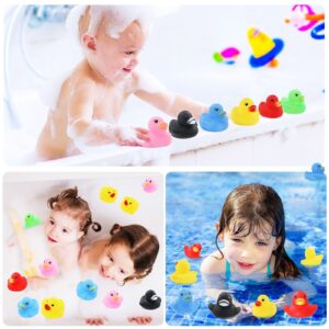 Rubber Duck Bath Toys 50PCS Mini Ducks Bulk for Kids Baby Shower Birthday Party Decorations Favors Gift Classroom Summer Beach Pool Activity Carnival Game, Six Colors