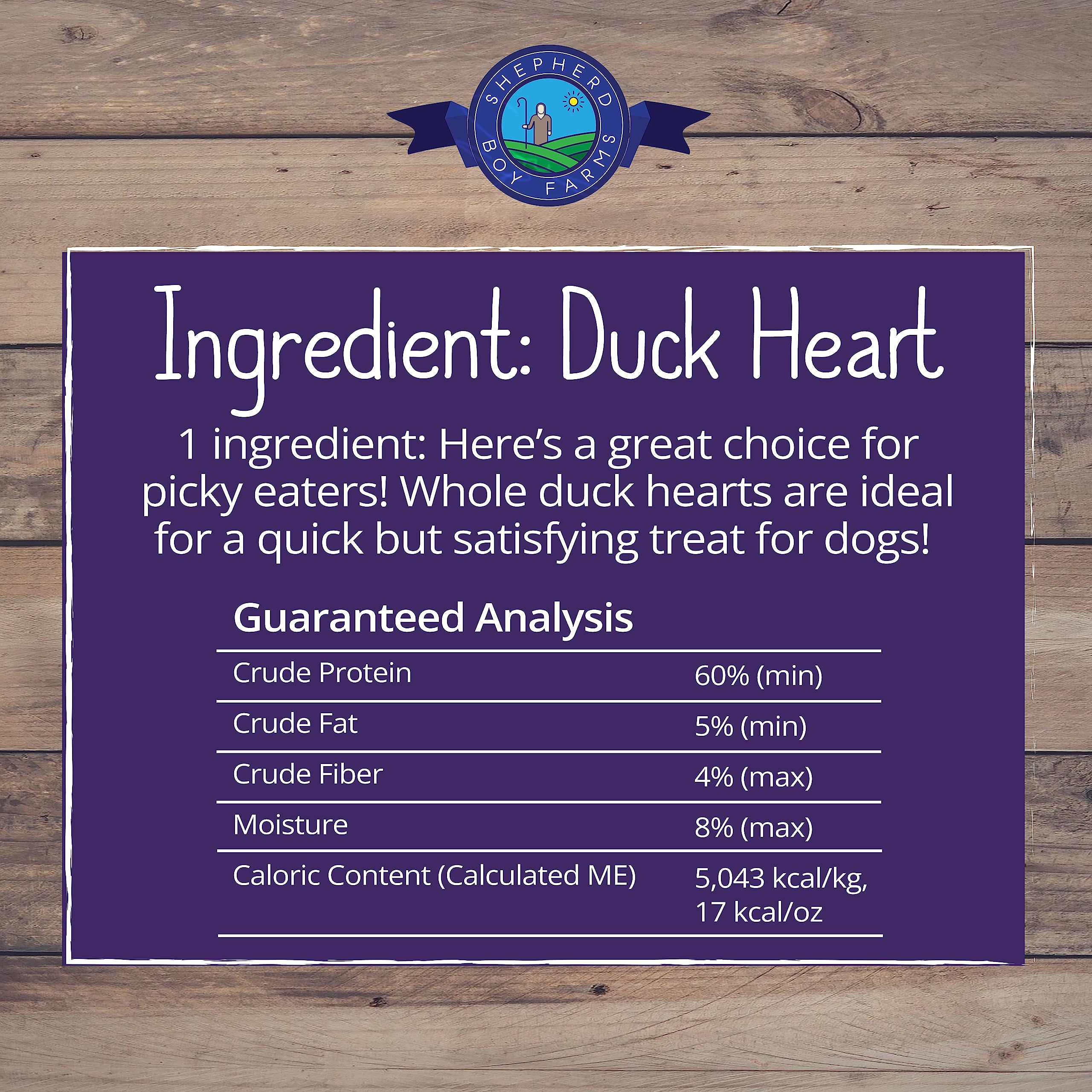 Shepherd Boy Farms Freeze Dried Dog Treats, Duck Heart, All Natural Freeze-Dried Dog Treat & Dog Snacks, Made in USA, High in Protein, Essential Nutrition of Raw Dog Food, 8oz