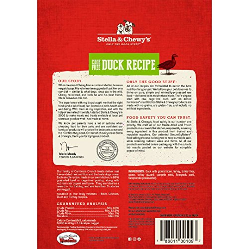 Stella & Chewy's Freeze-Dried Raw Carnivore Crunch Cage-Free Duck Recipe Dog Treats – 3.25 oz. Bag