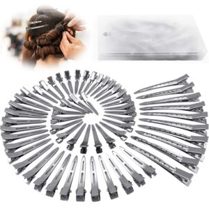 hijeaton 60pcs metal duck billed hair clips for women styling sectioning, silver hair pins for long hair, alligator curl loc clips for thick hair roller, salon, bows diy