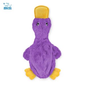 Best Pet Supplies Crinkle Dog Toy for Small, Medium, and Large Breeds, Cute No Stuffing Duck with Soft Squeaker, Fun for Indoor Puppies and Senior Pups, Plush No Mess Chew and Play - Light Purple