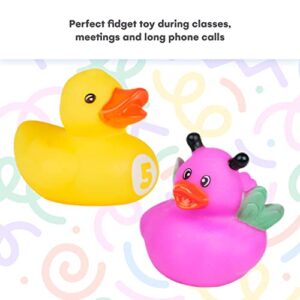 Kicko Assorted Rubber Ducks with Mesh Bag - 50 Ducklings, 2 Inch – Jeep Ducks for Kids, Baby Bath Toys, Sensory Play, Stress Relief, Novelty, Stocking Stuffers, Classroom Prizes, Supplies, Holidays