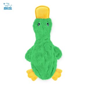 Best Pet Supplies Crinkle Dog Toy for Small, Medium, and Large Breeds, Cute No Stuffing Duck with Soft Squeaker, Fun for Indoor Puppies and Senior Pups, Plush No Mess Chew and Play - Light Green