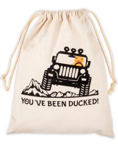 jeep ducks for ducking drawstring duck bag - 14" x 11" - rubber ducks for jeep ducking bag holds up to 50 jeep ducks for ducking and jeep duck tags - gift for jeep owner/lover - ducks for jeeps