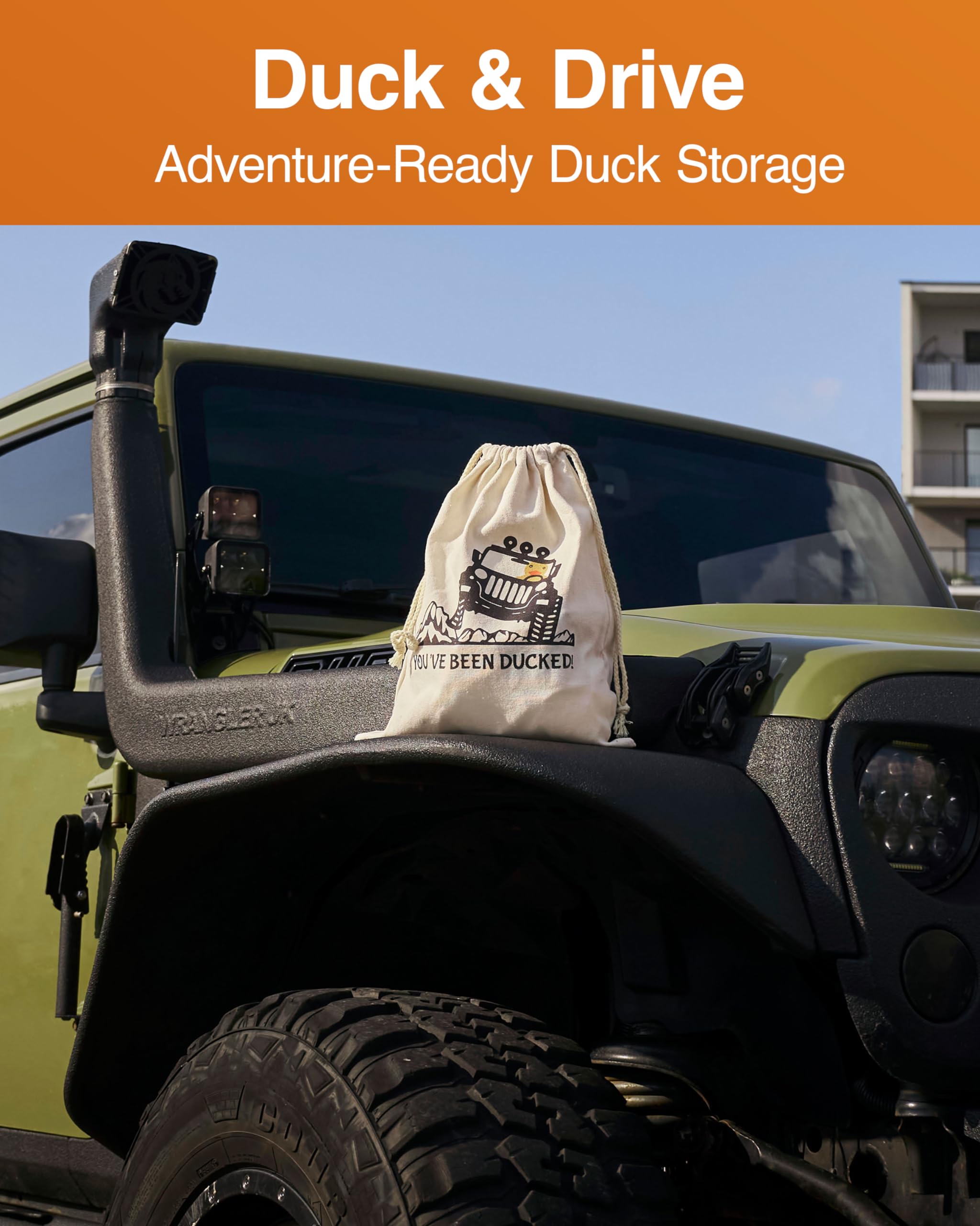 Jeep Ducks for Ducking Drawstring Duck Bag - 14" x 11" - Rubber Ducks for Jeep Ducking Bag Holds up to 50 Jeep Ducks for Ducking and Jeep Duck Tags - Gift for Jeep Owner/Lover - Ducks for Jeeps