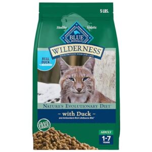 Blue Buffalo Wilderness Nature's Evolutionary Diet High-Protein, Grain-Free Natural Dry Food for Adult Cats, Duck, 5-lb. Bag